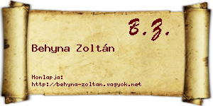 Behyna Zoltán névjegykártya